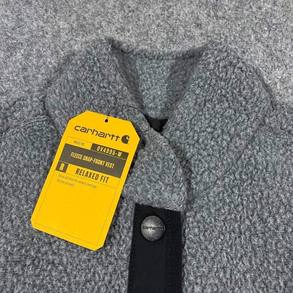 Carhartt Sherpa Fleece Snap Front Vest Womens Small S Relaxed Fit Gray Black NWT - Picture 9 of 16